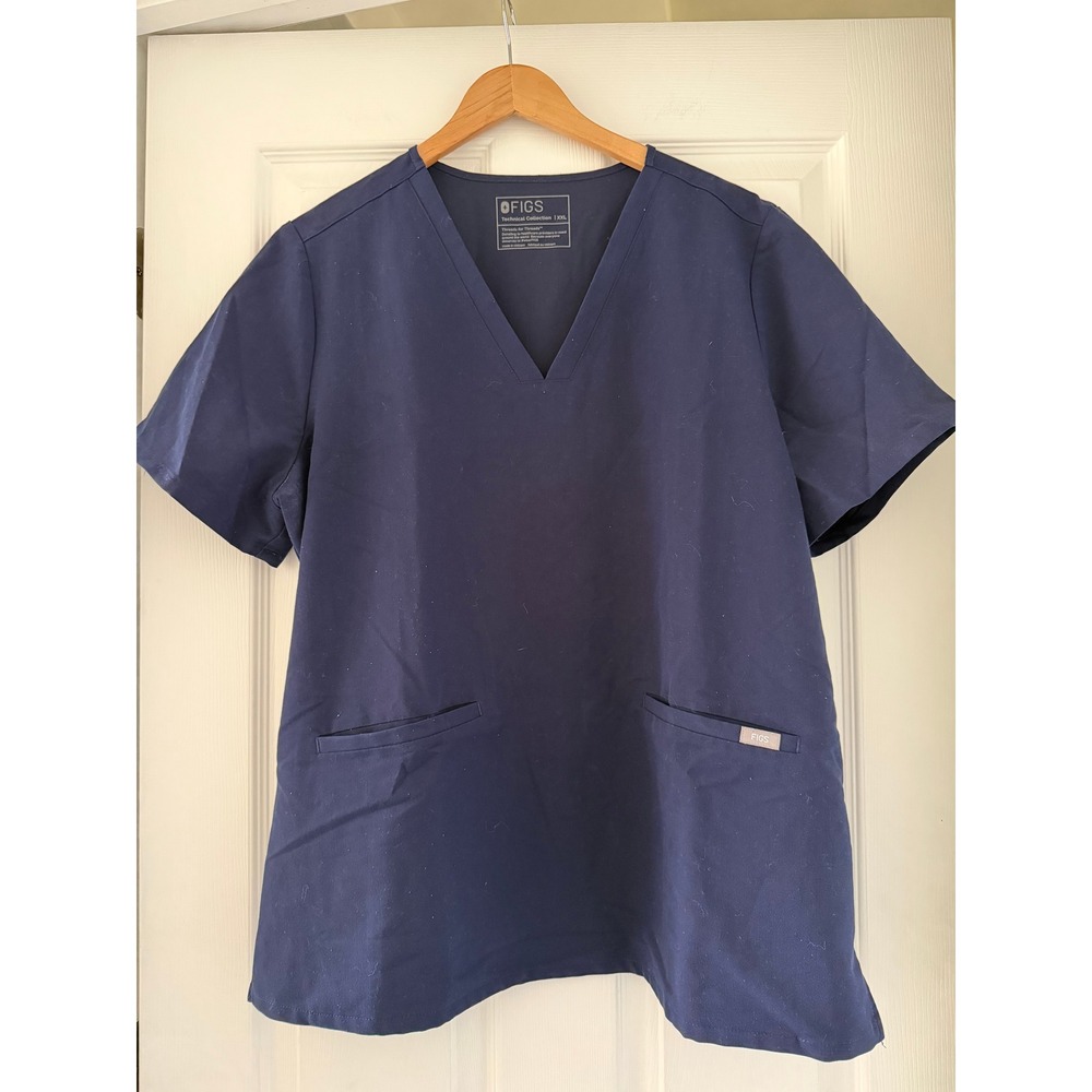 Figs Navy Blue V Neck Scrub Top Work Attire